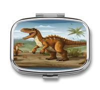 Portable Medicine Case 2 Compartment Medicine Box Jurassic Period Dinosaur Cute Medicine Organizer Travel Pill Box for Pocket & Purse Portable Vitamin Medication Box Unique Travel Gift