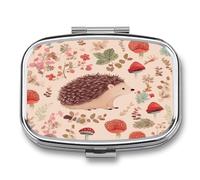 Portable Medicine Case 2 Compartment Medicine Box Lovely Hedgehog Cute Medicine Organizer Travel Pill Box for Pocket & Purse Portable Vitamin Medication Box Unique Travel Gift