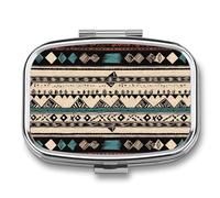 Portable Medicine Case 2 Compartment Medicine Box Native American Patterns Cute Medicine Organizer Travel Pill Box for Pocket & Purse Portable Vitamin Medication Box Unique Travel Gift