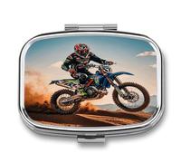 Portable Medicine Case 2 Compartment Medicine Box Sport Motorcycle Motocross Racing Theme Cute Medicine Organizer Travel Pill Box for Pocket & Purse Portable Vitamin Medication Box Unique Travel GIF