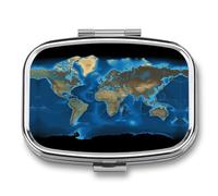Portable Medicine Case 2 Compartment Medicine Box World Map Cute Medicine Organizer Travel Pill Box for Pocket & Purse Portable Vitamin Medication Box Unique Travel Gift