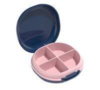 Portable Medicine Organizer Case with Four Compartments, Blue | ABS and Silicone Build, Tight Seal for Dry Contents, Travel Use, Daily Scheduling, Softgels