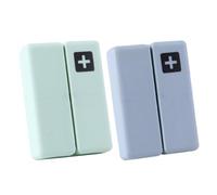 Portable Medicine Storage Container 2pcs 7 Grids Foldable Red Plastic
