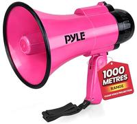 Portable Megaphone Speaker Siren Bullhorn - Compact and Battery Operated with 30 Watt Power, Microphone, 2 Modes, PA Sound and Foldable Handle for Cheerleading and Police Use (Pink)