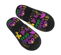 Portable Men's Slipper Mardi Gras with Flamingo Mens Slipper Lightweight Spa Slippers for Ladies Indoor Guest L