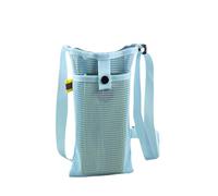 Portable Mesh Water Bottle Bag with Shoulder Strap, Lightweight Drink Container Holder for Outdoor Hiking, Travel, Gym, Daily Commute With Adjustable Strap Camping Cycling (Light blue, One Size)