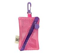 Portable Mesh Zipper Cosmetic Bags, Mini Lipstick Makeup Pouch, Coin Pouch Organizer for Pocket, Mesh Makeup Bag(Pink-Rectangle)
