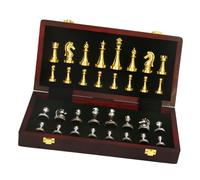 Portable Metal and Wood Chess Game with Collapsing Legs | Portable Chess Game with Collapsing Legs in Small Wooden Travel Case for Transport for Players of All Ages