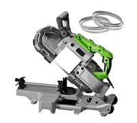 Portable Metal Band Saw 1100W, Dual Switch with LED Light, 0-45° Adjustable Angle, 6 Adjustable Speeds, Ideal for Solid Steel and Angle Iron Cutting