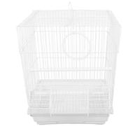 Portable Metal Bird Cage Carrier for Parrot Travel and Walking | White Iron and Plastic Build, Air Circulation Design, Easy to Carry, for Pet Birds on Journeys