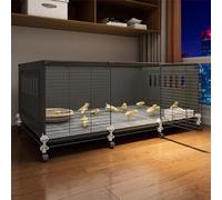 Portable Metal Chicken Coop with Wheels, DIY Indoor Encrypted Bunny Hutch - Detachable Poultry Habitat Cage for Rabbits & Cats - Durable & Spacious Enclosure