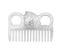 Portable Metal Curry Comb for Horses with Polished Short Teeth for Mane Tail Grooming and Knot Removal Livestock Cleaning Tool