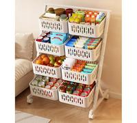 Portable Metal Display Rack with WheelsVersatile Trolley for Food Fruits & VegetablesPerfect Organizer for Concession Stands Events & Markets