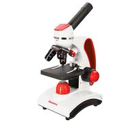 Portable Metal Educational Microscope for Beginners and Children Discovery Terra Gravity with Colorful Book in Polish, Red