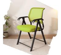 Portable Metal Folding Chair with Armrests Comfortable Visitor Chair for Office & Dining Room 45cm Height Stylish Black & Green Design Perfect for Conferences & Gatherings