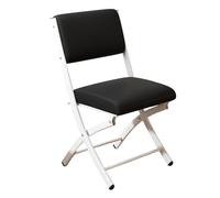 Portable Metal Folding Chair with PU Cushioned Seat Stackable Easy to Store - Ideal for Restaurants Living Rooms Backyards and Camping (Black & White)