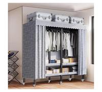 Portable Metal Mobile Clothes Drying Rack - Collapsible Heavy-Duty Wardrobe Closet with Cover & Wheels Ideal for Hanging Coats & Garments Space-Saving Storage Solution