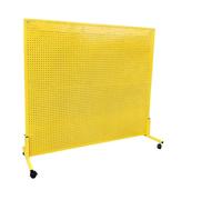 Portable Metal Pegboard Display Stand with Wheels Perforated Storage Rack for Workshop Factory and Retail Shop - Yellow(100x40x180cm)