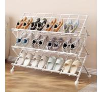 Portable Metal Shoe Rack 3-Tier Free-Standing Multi-Functional for Entryway Hallway Office Holds 12-30 Pairs Space-Saving Design Stylish nization Solution.