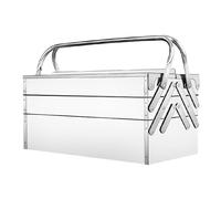 Portable Metal Toolbox with Handle - 2/3 Tray Cantilever Rust & Scratch Resint Tool Sto Box for Easy Carrying &