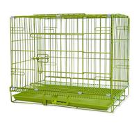 Portable Metal Wire Pet Cage Foldable Playpen with Tray and Handle, Ideal for Indoor Cats, Kittens, Puppies, Rabbits, and Guinea Pigs(Green,60x43x51cm)