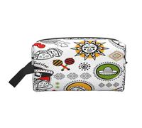 Portable Mexican Salsa Symbols Print Toiletry Bag,Multi Functional Lightweight Large Capacity Storage Pouch