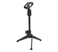 Portable Microphone Stand, Adjustable Height 20.5-27cm Desktop Tripod with Detachable Clip Holder for Live Streaming, Conference, Broadcasting