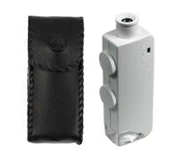 Portable Microscope 160X-200X Zoom, LED Lighted Magnifying Glass for Jewelry Coin Inspection, White Handheld Loupe with Case