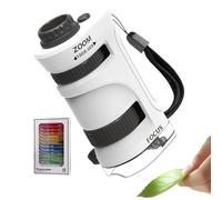 Portable Microscope for Children - Microscope for Children with 60-80X Zoom and 12 Slides, Toy for Scientific Experiments, for Classroom Hiking Preschool Outdoor Home Camping School