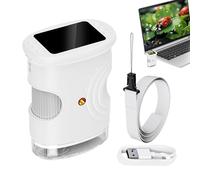 Portable Microscope Kit - 2 Inch Screen Device Educational Science STEM Tool for Boys Girls Games Outdoor Study Classroom Exploration Gadget