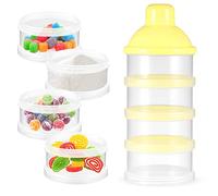 Portable Milk Powder Dispensers Pot, Milk Powder Case, Formula Powder Pots, 4 Layer Formula Dispenser Snacks Case Baby Candy Storage Container Box (4 Layers Yellow)