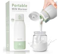 Portable Milk Warmer for Travel, Pasteurization Mode, 17 oz Capacity, 3 Min Fast Heating & Long Battery Life, Baby Bottle Warmer for Breast Milk and Water On-The-Go, Meets Full Day Feeding Needs