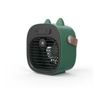 Portable Mini Air Cooler with Cat - Ear Design, 3 - Speed Cooling, USB - C Rechargeable, Quiet Operation for Desk/Bedroom/Office (green)