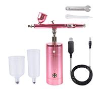 Portable Mini Airbrush Air Compressor Kit Set Spray Painting Craft Pink 1.49x5.1x5.7 Inch