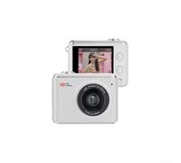 Portable Mini Camera with 64MP Photo and 1080P Video, 16X Zoom, 1.4 Inch IPS Display, Compact Action Cam for Students and Beginners, Keychain Design in White, Black, Gold, Green, Purple (White)