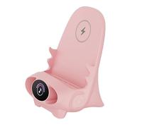 Portable Mini Chair Wireless Charger, Upgraded Magnetic Wireless Charging Station Phone Stand Holder Bracket with Speaker Function, Supply for All Phones (Pink)