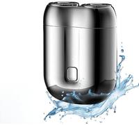 Portable Mini Electric Shaver, Capsule Travel Razor, IPX7 Waterproof Multifunctional Mini Dry Razor Men Electrical,Deep Cleaning Shaver (Silver)