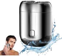 Portable Mini Electric Shaver,IPX7 Waterproof Multifunctional Mini Dry Razor Men Electrical,Zakscher Appraat Capsule Travel Razor, Deep Cleaning Shaver Men (Silver)