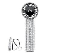 Portable Mini Fan - Silent Fan | Portable Fan | Rechargeable Hand Firming to Digital Dispute Display with Rhinestones 199 Speed for Sports Pique Desktop