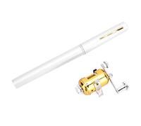 Portable Mini Fishing Rod Reel Combo, Pen Shape Mini Micro Fishing Rod Telescopic Pole for Outdoor River Lake Reservoir (Silver)