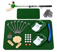 Portable Mini Golf Set with Tiny Golfer on a Stick, Indoor Outdoor Putting Game for Family, Tabletop Miniature Golf Course Toys for Boys Girls (A)