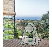 Portable Mini Greenhouse for Indoor & Outdoor Plants - 70 x 70 x 80 cm Foldable PVC Cold Frame with Steel Hoops, Ventilation Ties & Ground Nails -
