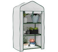 Portable Mini Greenhouse with Roll Up Door Wire Shelves Indoor Outdoor White