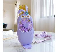 Portable Mini Hand Fan Cartoon Cute Rechargeable Pocket Student Lazy Hanging Neck Leisure Handheld