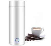 Portable Mini Heating Cup,Travel KettleCoffee,3 in 1 Kettle Fast Boil Quiet Kettle,400ml Portable TravelKettle,Small PortableWater Cup,Making Tea,Coffee,Milk,Gift for Friends,Stainless Steel,White