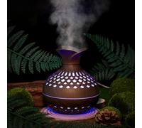 Portable Mini Humidifier, 300ml Small Humidifiers Wooden Vase Flower Aroma Diffuser, Quiet Cool Mist Humidification for Baby Bedroom Travel Office, USB Powered, Colorful Light, Darkwood