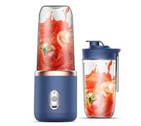 Portable Mini Juice Blender 400ml Personal Blender Cup Cordless Rechargeable Fruit Juicer Mixer with 6 Blades Travel Cup for Smoothies, Shakes (Blue)