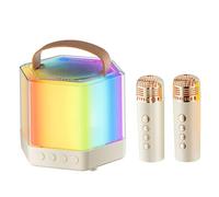 Portable Mini Karaoke Machine with Led, 1200mah Beige Abs | Mic and Speaker Set, Easy to Use and Compact, for Birthday Party or Family Gathering