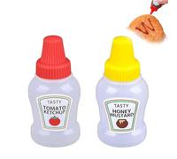 Portable Mini Ketchup Bottles,25ml Condiment Squeeze Bottle,Plastic Sauce Container,Refillable Ketchup Salad Containers Bottles,Portable Sauce Salad Dressing Dispensers Jars For Bento Box,Picnic