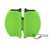Portable Mini Knife Sharpener Multifunctional Double Sided Pocket Knife Sharpener Anti Slip Handle with Hook Chain for Kitchen Outdoor Camping Fishing (Green)